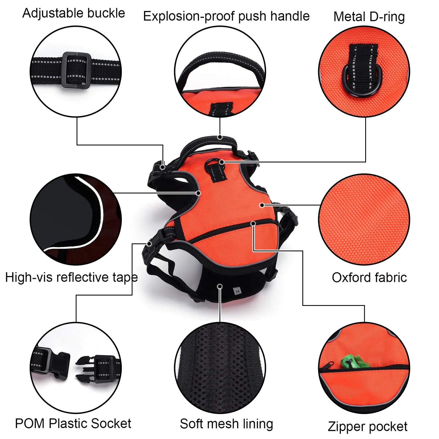 Personalized Classic Dog Vest for Outings Engraved Custom Dog Harness