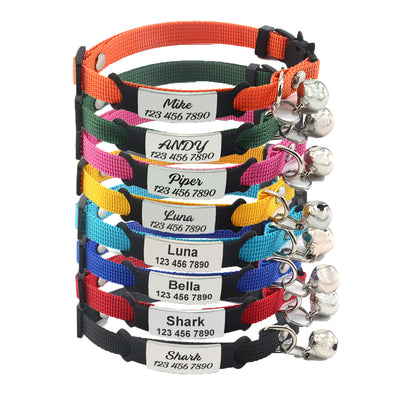 Adjustable Personalized Cat Collar, Anti-Lost Engraved Collar for Kitten