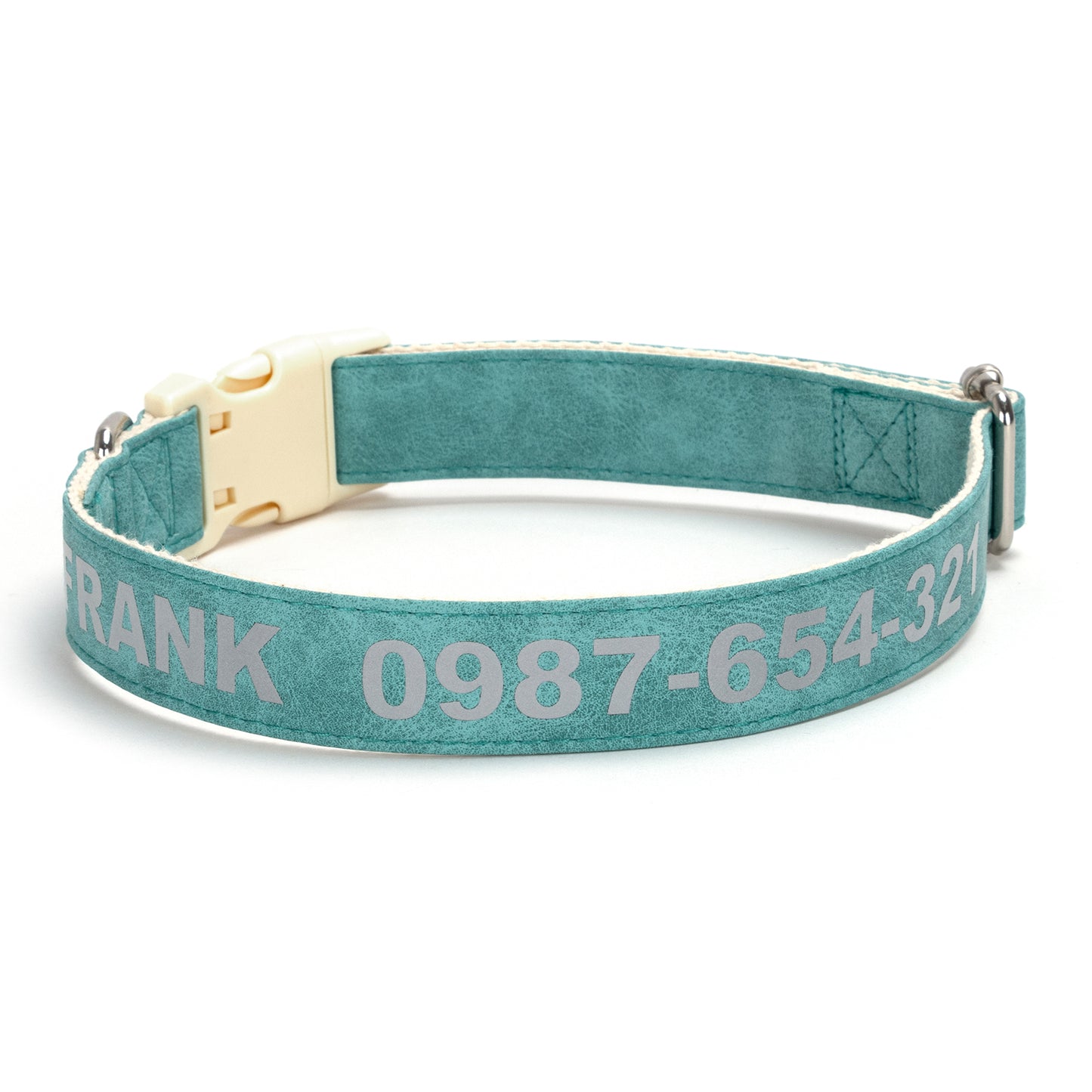 Customizable Reflective Leather-Textured Anti-Lost Personalized Dog Collar