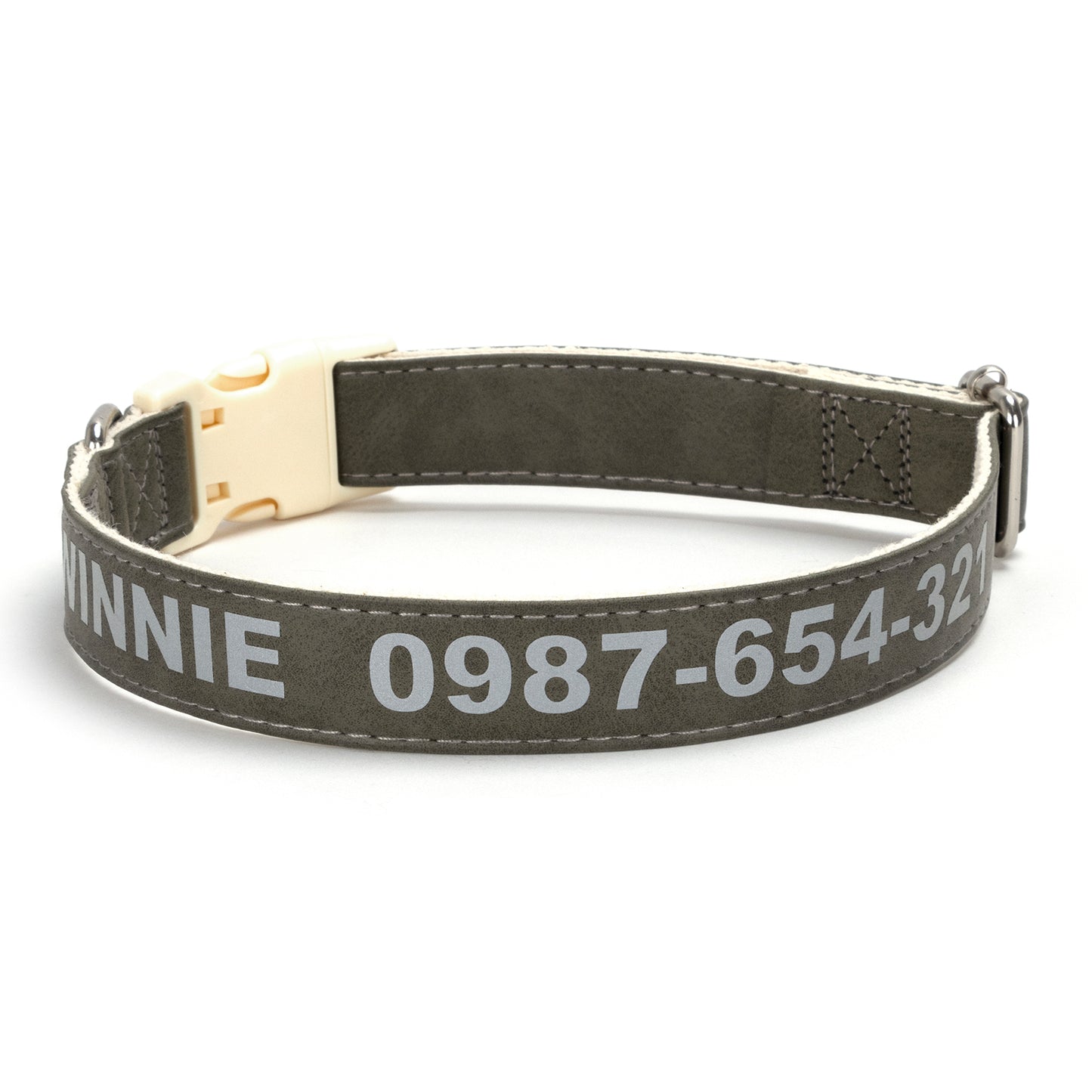Customizable Reflective Leather-Textured Anti-Lost Personalized Dog Collar