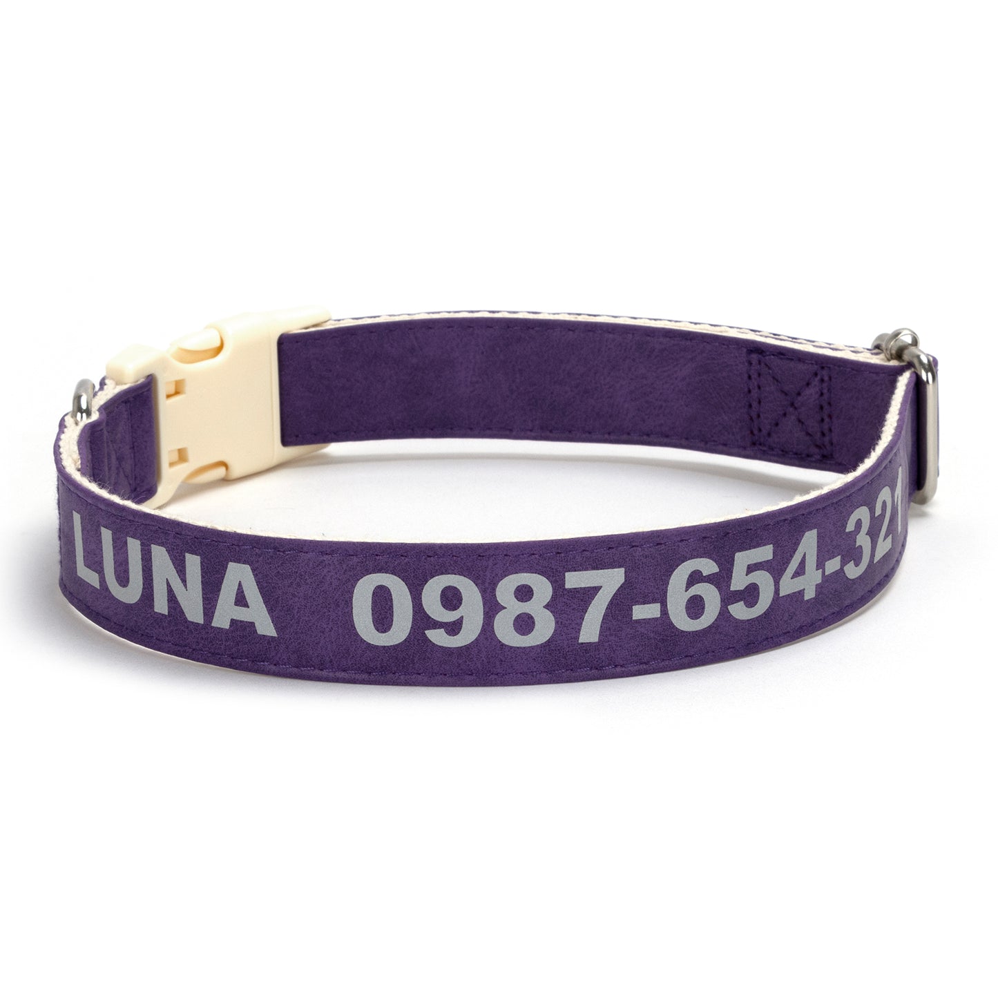 Customizable Reflective Leather-Textured Anti-Lost Personalized Dog Collar