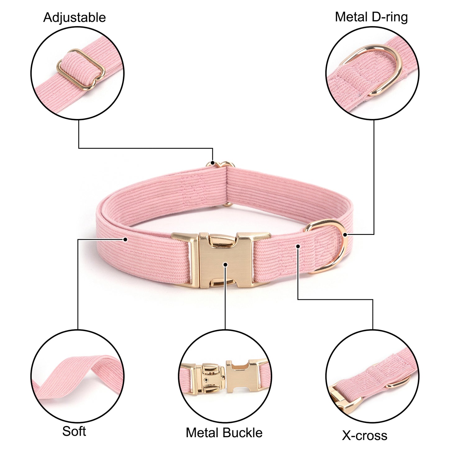 Metal Buckle Soft Flannel Pet Engraved Collar - Custom Dog Collar