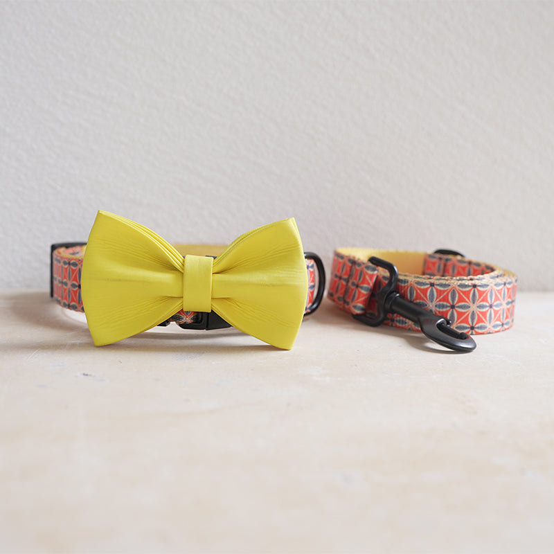 Plastic Buckle Cute Personalized Dog Collar, Custom Pet Collar Bow Tie, Leash