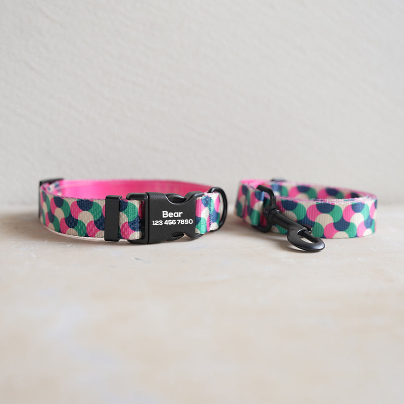 Cute Personalized Dog Collar Plastic Buckle, Custom Pet Collar Bow Tie, Leash