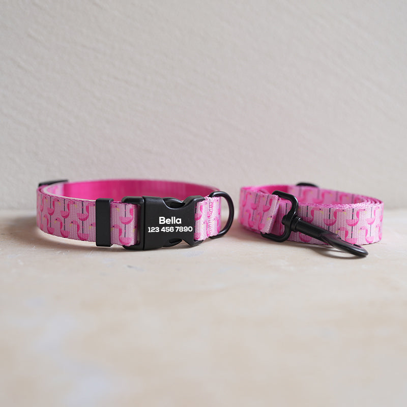 Cute Personalized Dog Collar Plastic Buckle, Custom Pet Collar Bow Tie, Leash
