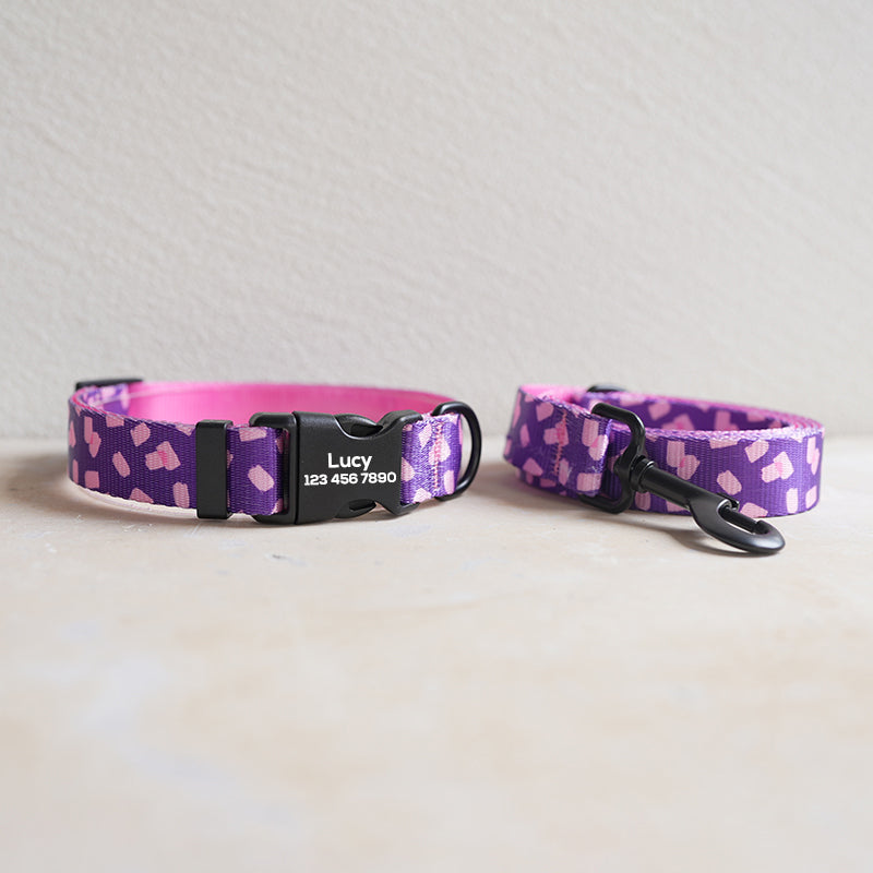 Cute Personalized Dog Collar Plastic Buckle, Custom Pet Collar Bow Tie, Leash