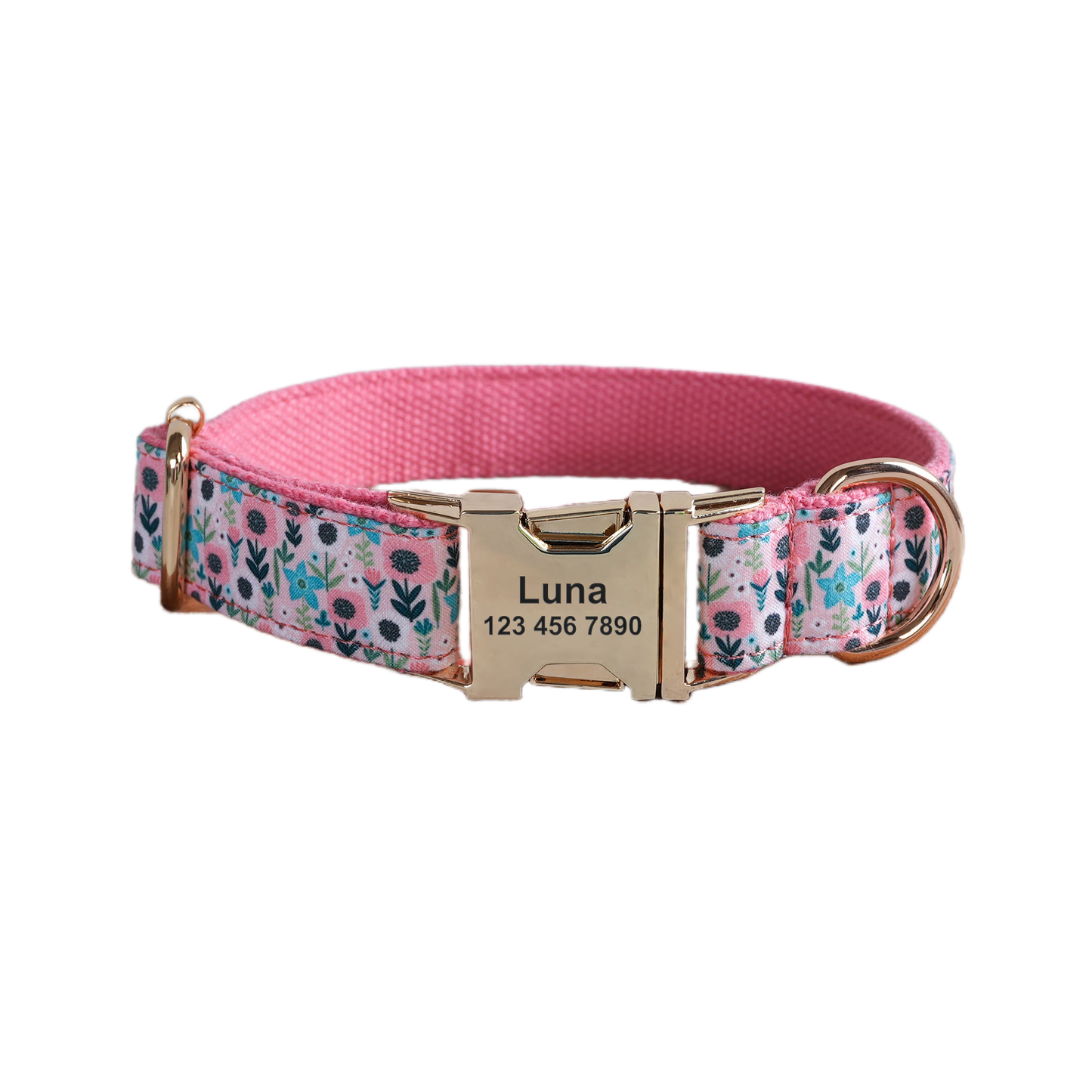 Pink Flower Personalized  Dog Collars,Custom Puppy Collar, Bowtie, Leash