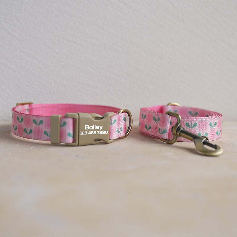 Cute Flower Personalized Dog Collar with Plastic Buckle