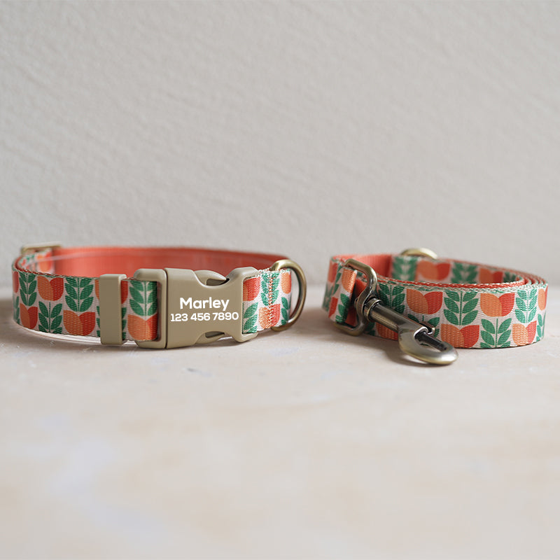 Flower Cute Personalized Dog Collar with Plastic Buckle