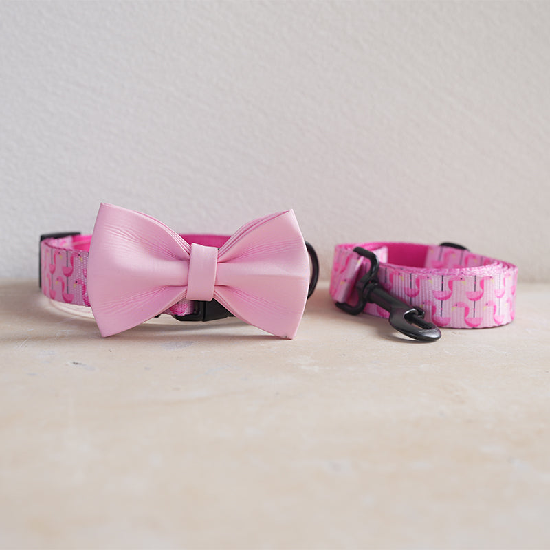 Cute Personalized Dog Collar Plastic Buckle, Custom Pet Collar Bow Tie, Leash
