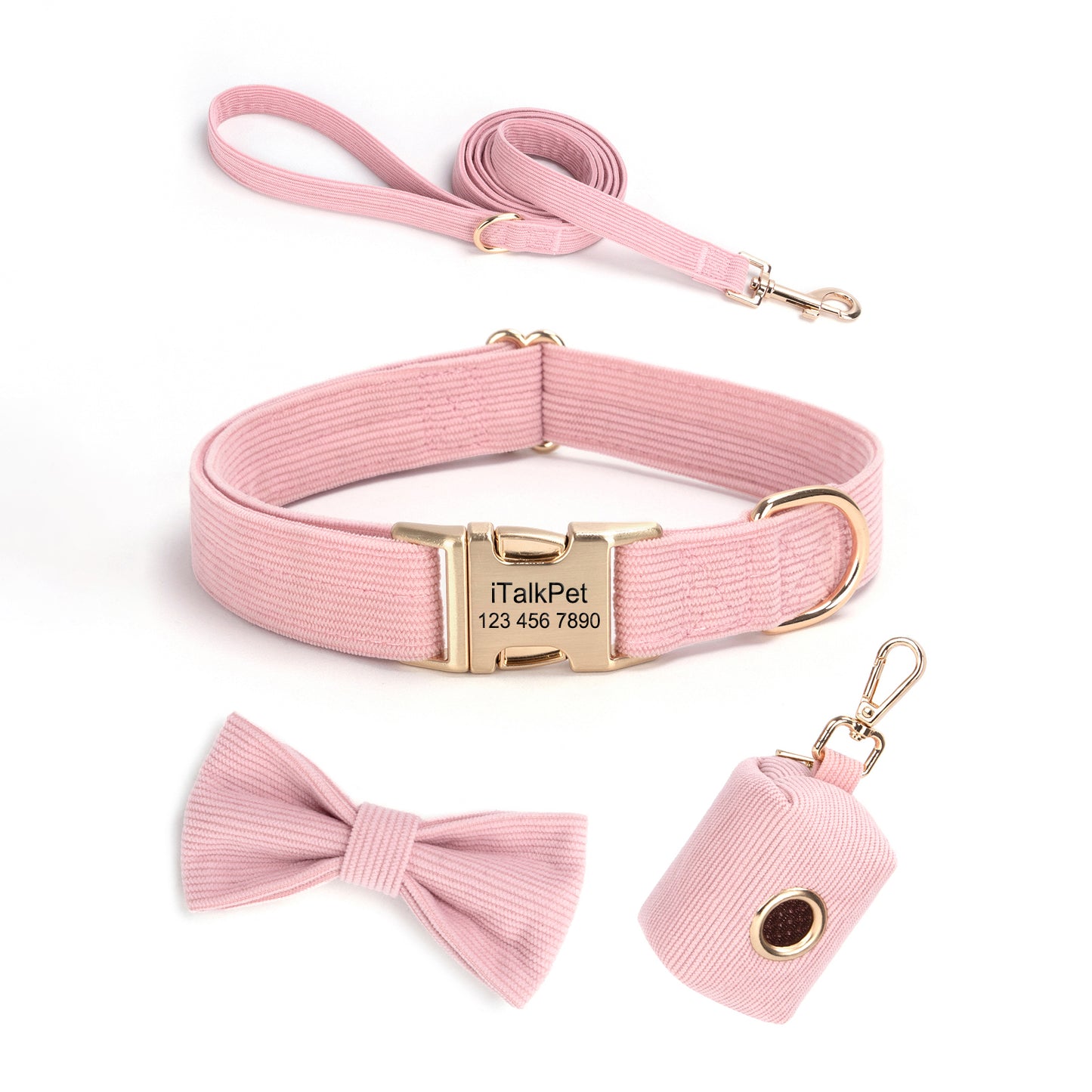 Metal Buckle Soft Flannel Pet Engraved Collar - Custom Dog Collar