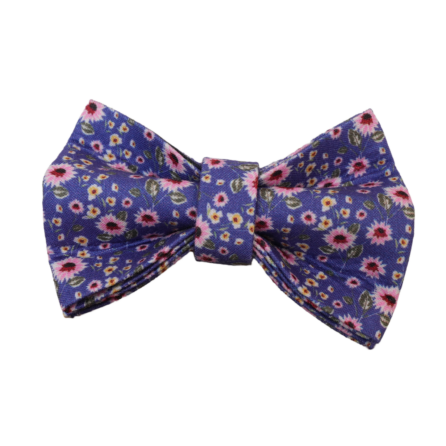 Blue Flower Personalized Cat Collar with Bowtie Free Engraved