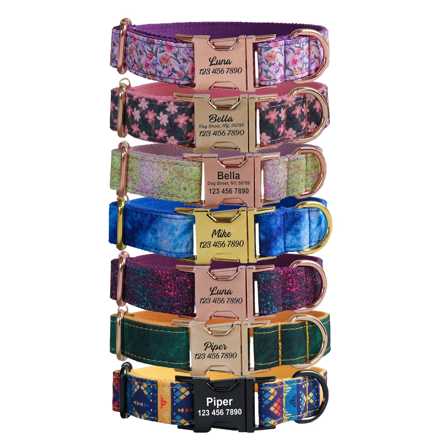 Purple Fower Personalized  Dog Collars,Custom Puppy Collar, Bowtie, Leash