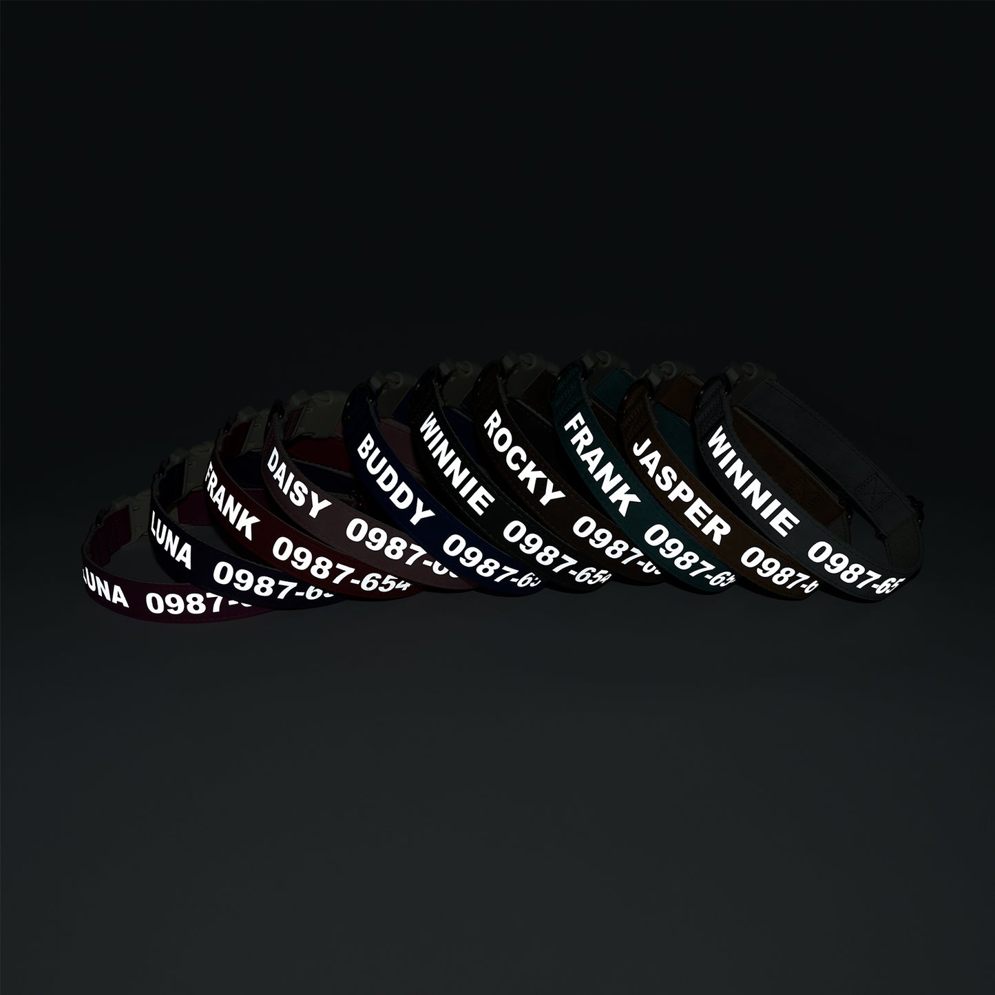 Customizable Reflective Leather-Textured Anti-Lost Personalized Dog Collar