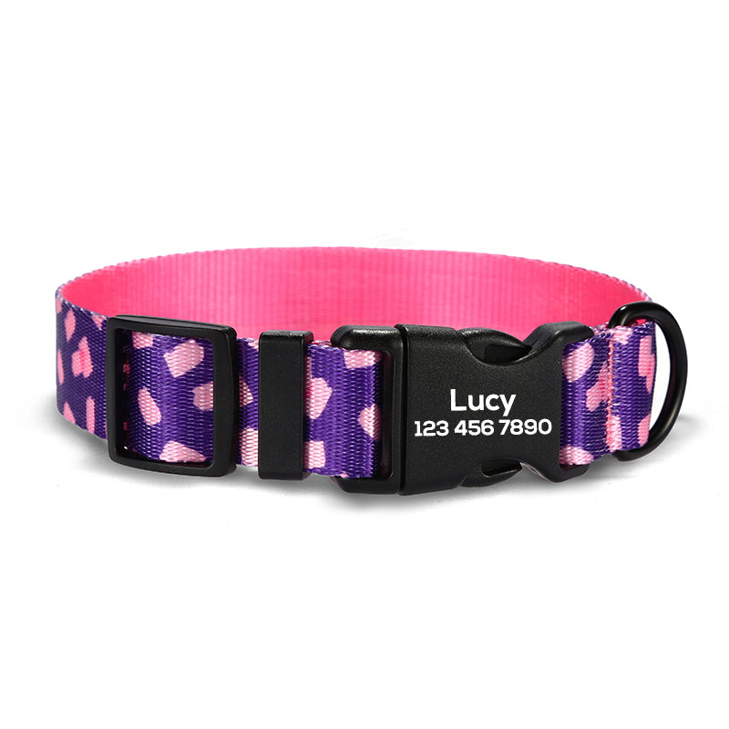 Cute Personalized Dog Collar Plastic Buckle, Custom Pet Collar Bow Tie, Leash