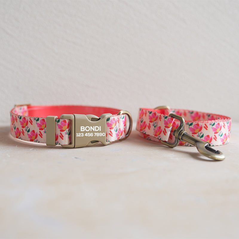 Flower Cute Personalized Dog Collar with Plastic Buckle