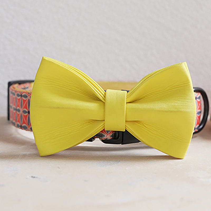 Plastic Buckle Cute Personalized Dog Collar, Custom Pet Collar Bow Tie, Leash