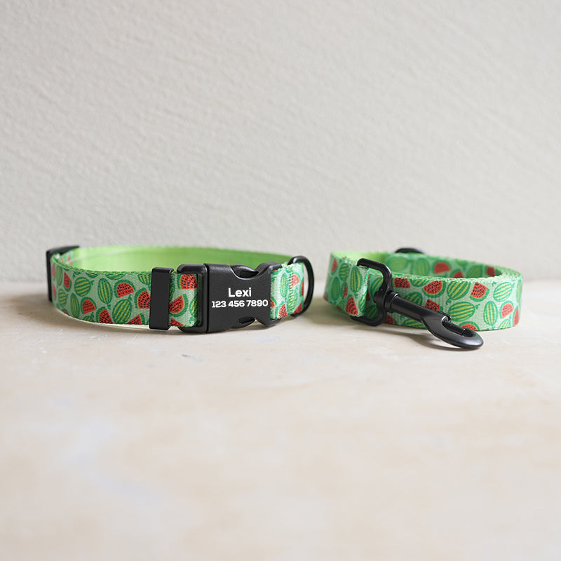 Fruit Cute Personalized Dog Collar Plastic Buckle, Custom Pet Collar Bow Tie, Leash