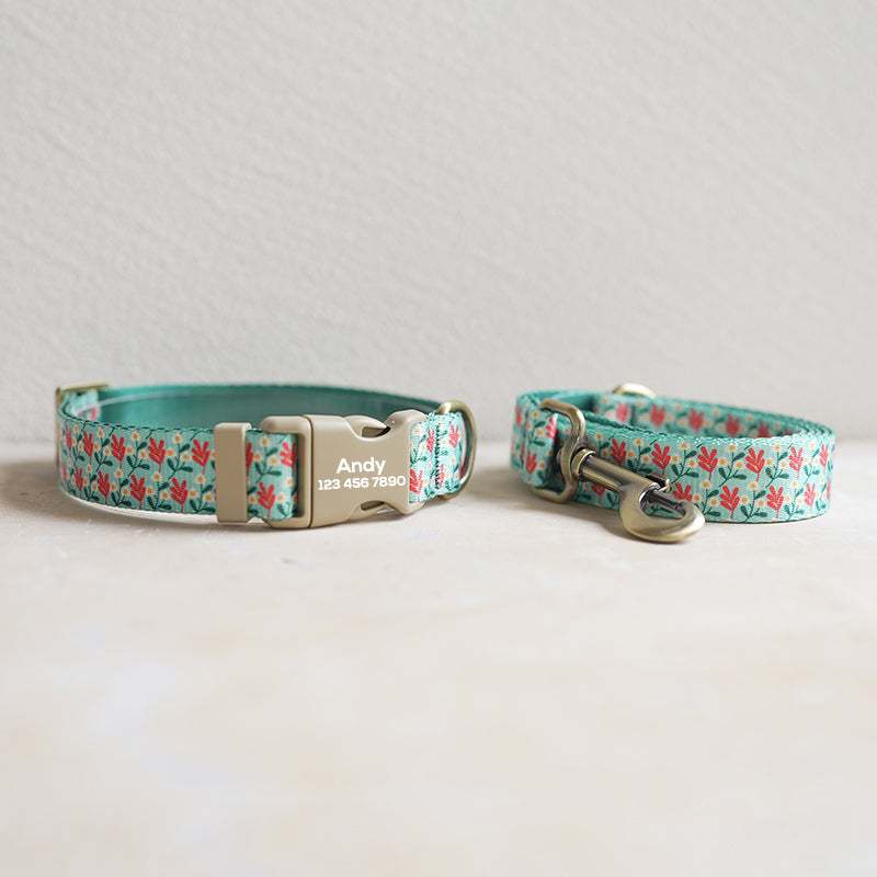 Flower Cute Personalized Dog Collar with Plastic Buckle