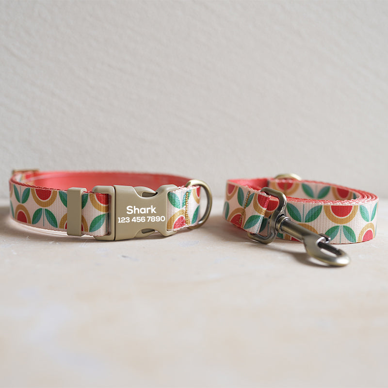 Cute Flower Personalized Dog Collar with Plastic Buckle