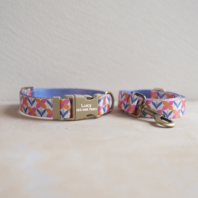 Cute Flower Personalized Dog Collar with Plastic Buckle