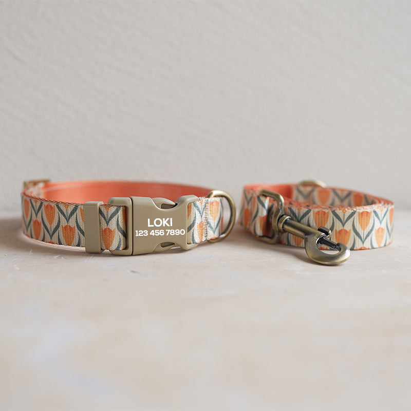 Cute Flower Personalized Dog Collar with Plastic Buckle