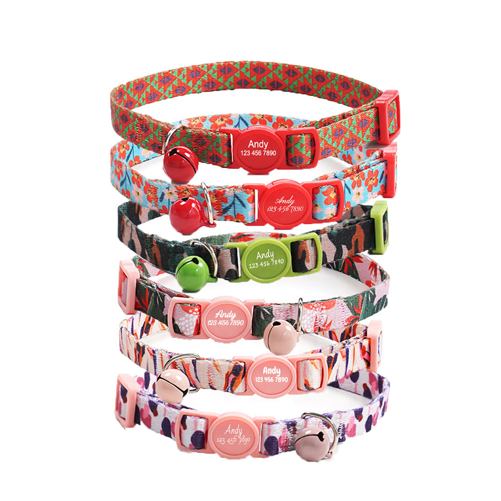 Cute Personalized Breakaway Cat Collar with Bell