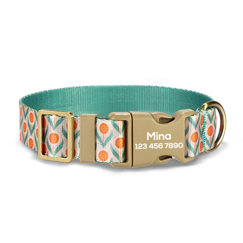 Flower Cute Personalized Dog Collar with Plastic Buckle