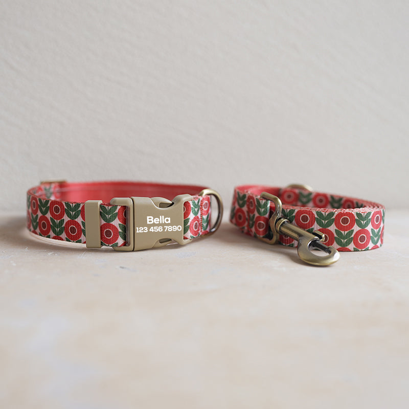 Flower Cute Personalized Dog Collar with Plastic Buckle