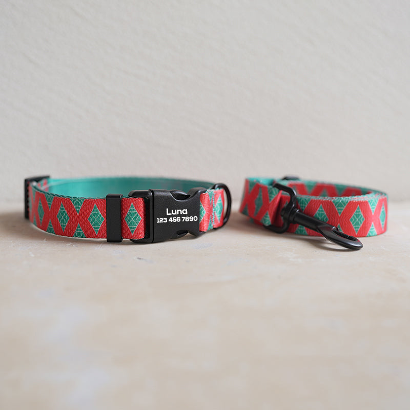 Cute Personalized Dog Collar Plastic Buckle, Custom Pet Collar Bow Tie, Leash