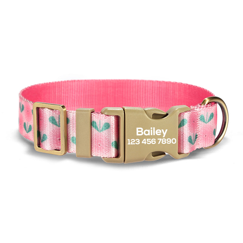 Cute Flower Personalized Dog Collar with Plastic Buckle