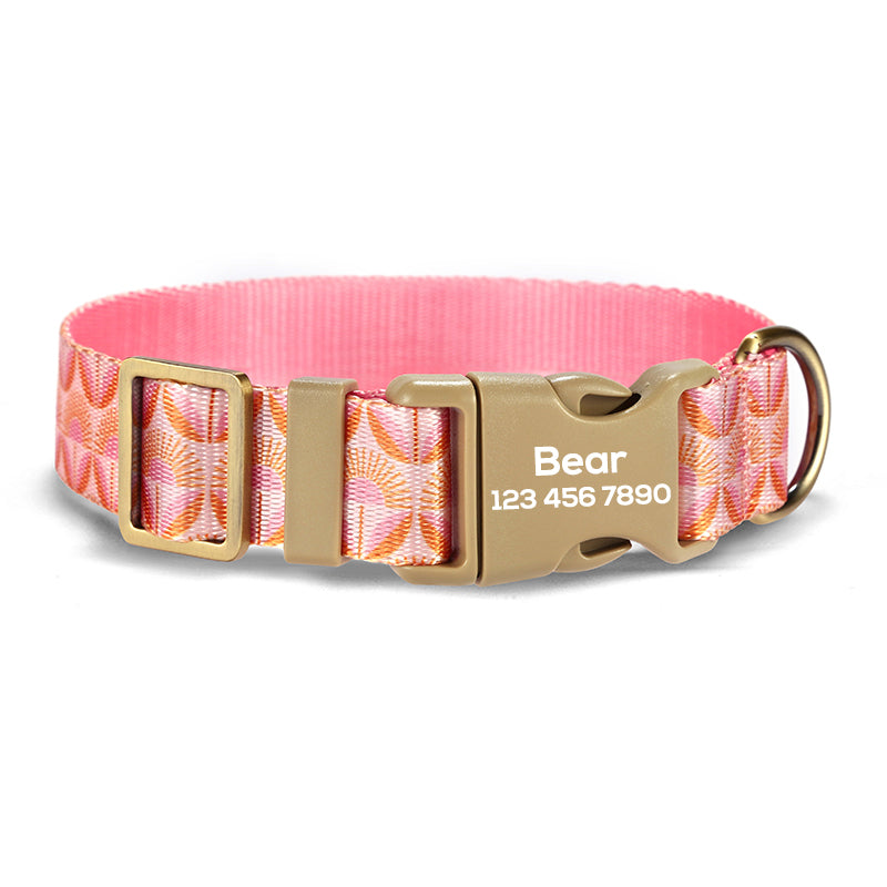 Flower Cute Personalized Dog Collar with Plastic Buckle