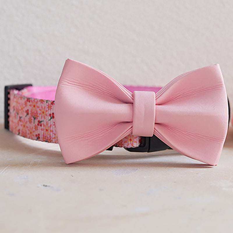 Plastic Buckle Cute Personalized Dog Collar, Custom Pet Collar Bow Tie, Leash