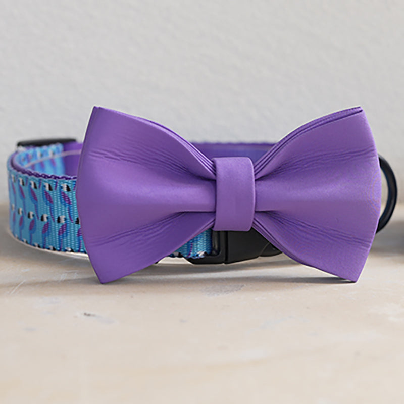 Cute Personalized Dog Collar Plastic Buckle, Custom Pet Collar Bow Tie, Leash