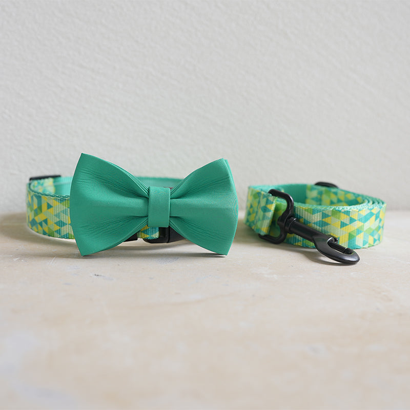 Cute Personalized Dog Collar Plastic Buckle, Custom Pet Collar Bow Tie, Leash