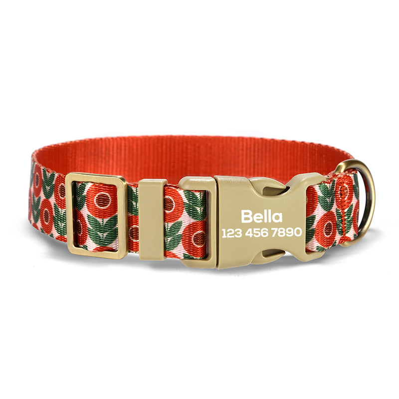 Flower Cute Personalized Dog Collar with Plastic Buckle