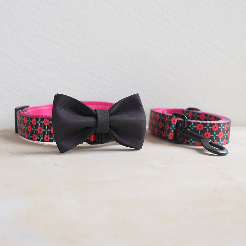 Plastic Buckle Cute Personalized Dog Collar, Custom Pet Collar Bow Tie, Leash