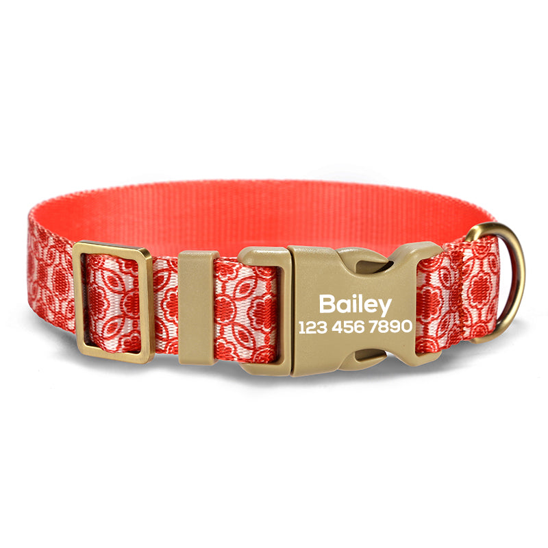 Flower Cute Personalized Dog Collar with Plastic Buckle