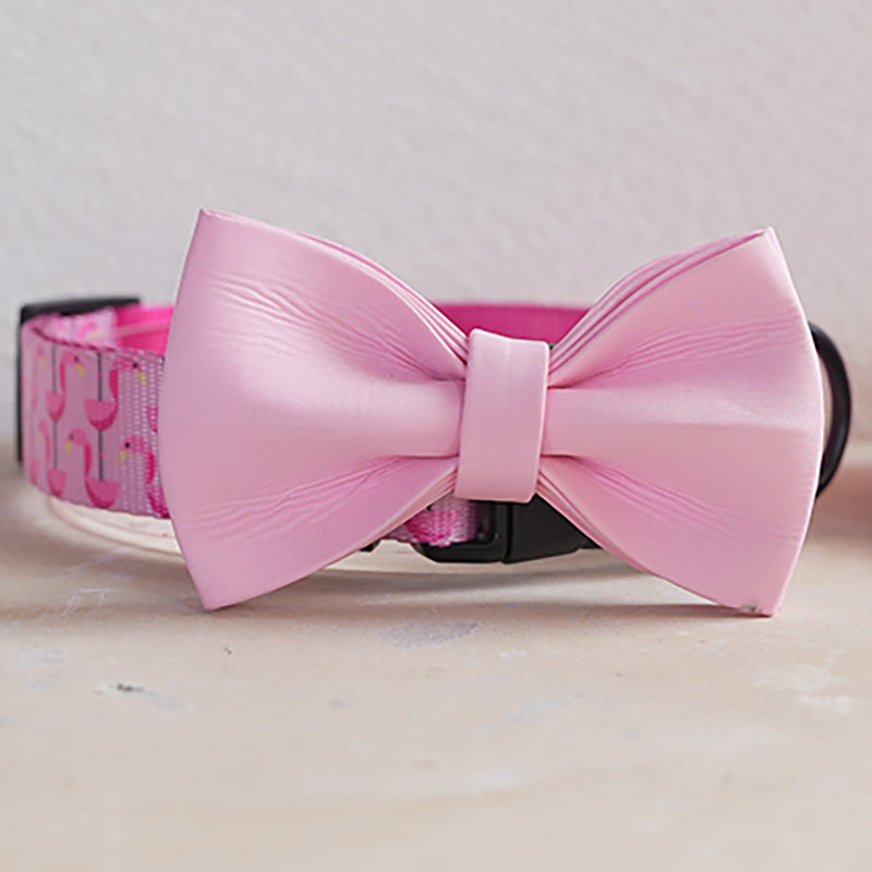 Cute Personalized Dog Collar Plastic Buckle, Custom Pet Collar Bow Tie, Leash