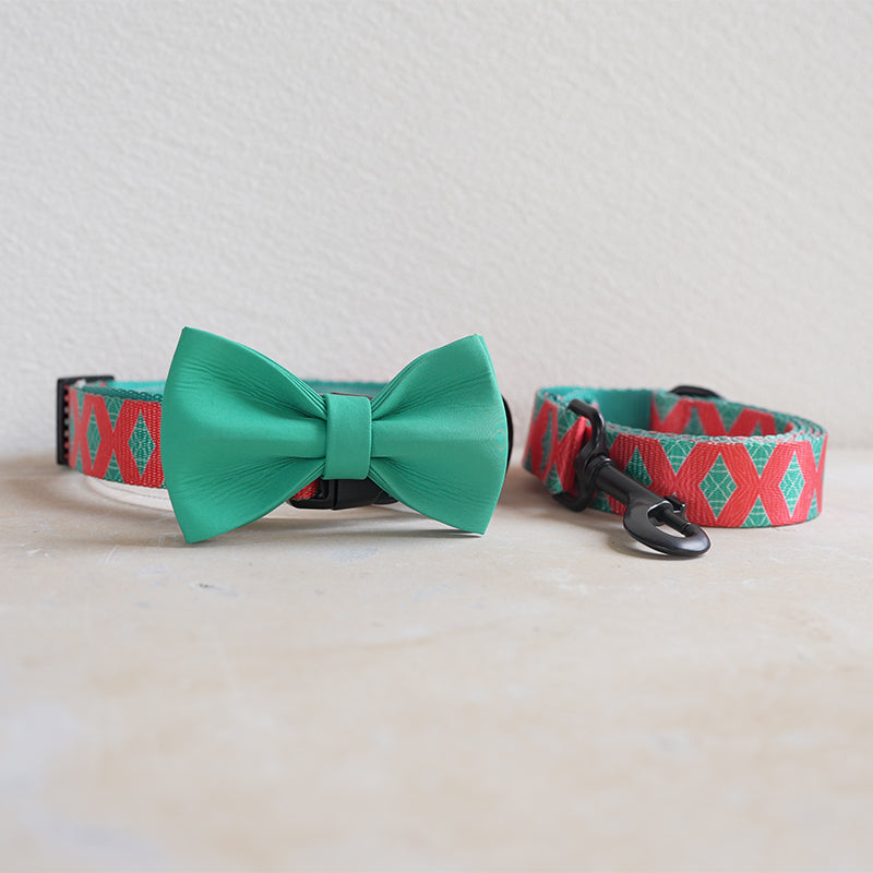 Cute Personalized Dog Collar Plastic Buckle, Custom Pet Collar Bow Tie, Leash