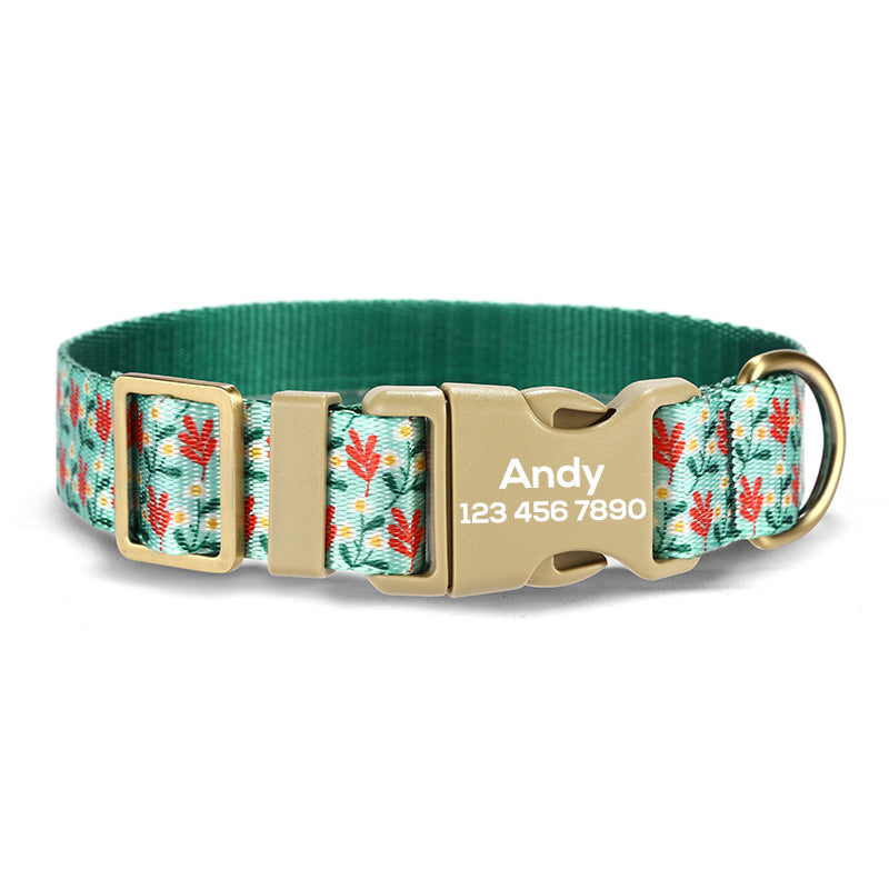 Flower Cute Personalized Dog Collar with Plastic Buckle