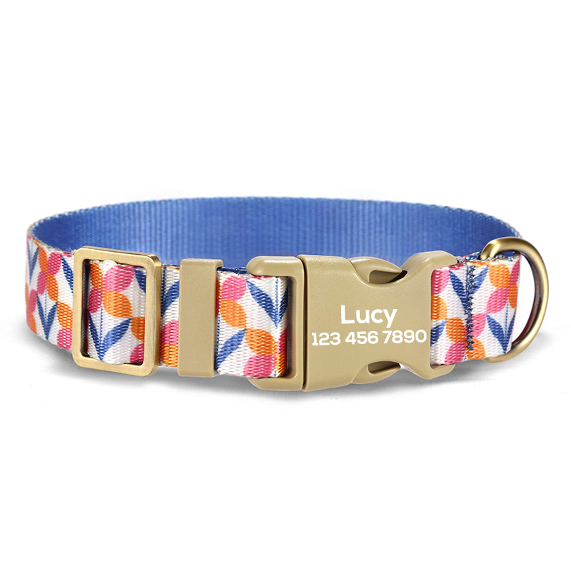 Cute Flower Personalized Dog Collar with Plastic Buckle