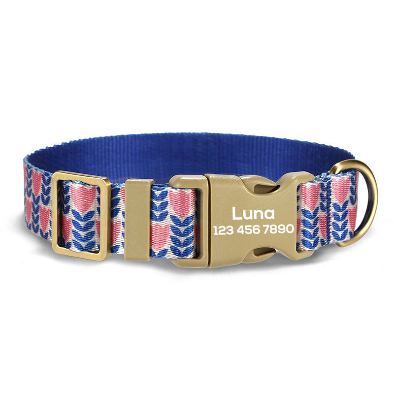 Cute Flower Personalized Dog Collar with Plastic Buckle