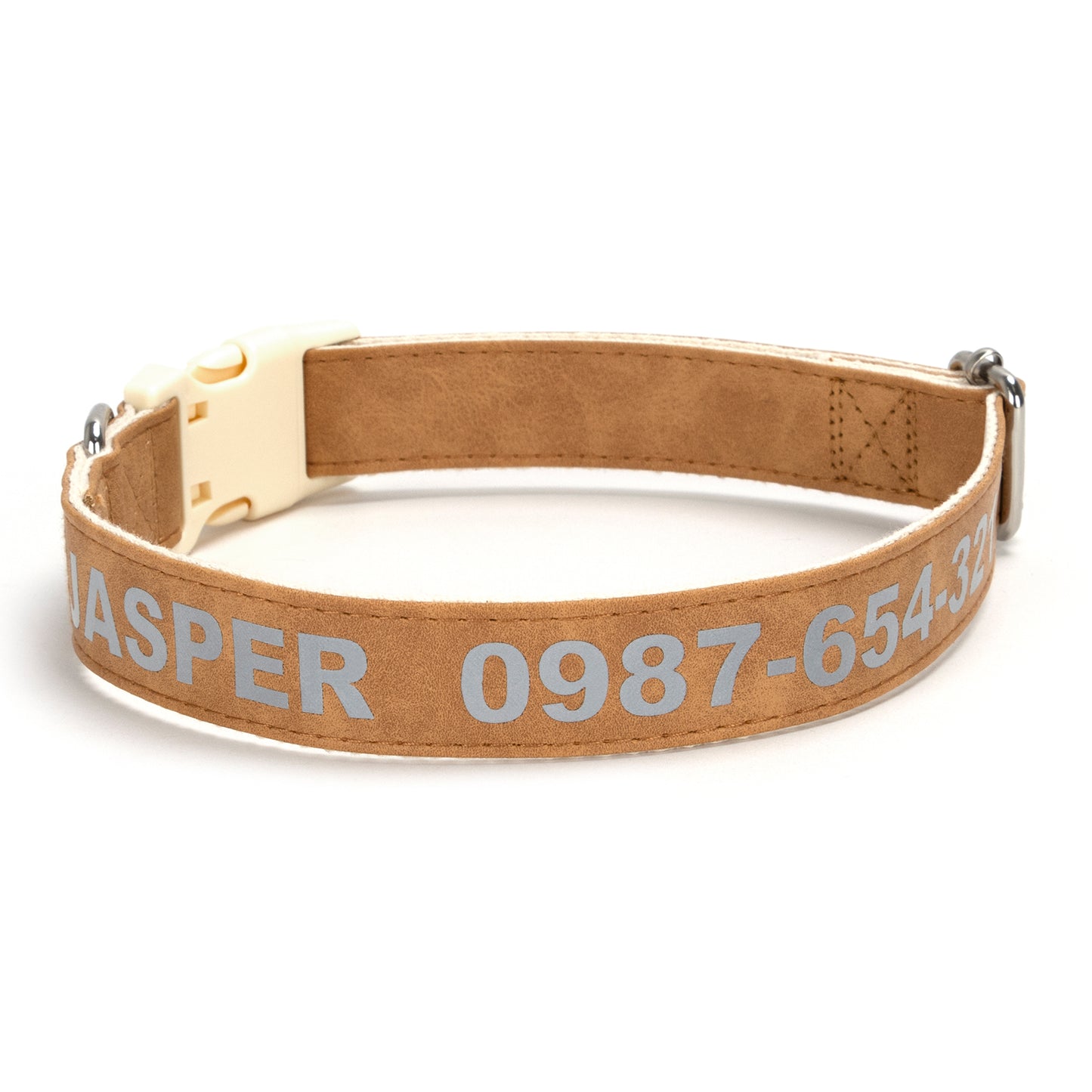 Customizable Reflective Leather-Textured Anti-Lost Personalized Dog Collar