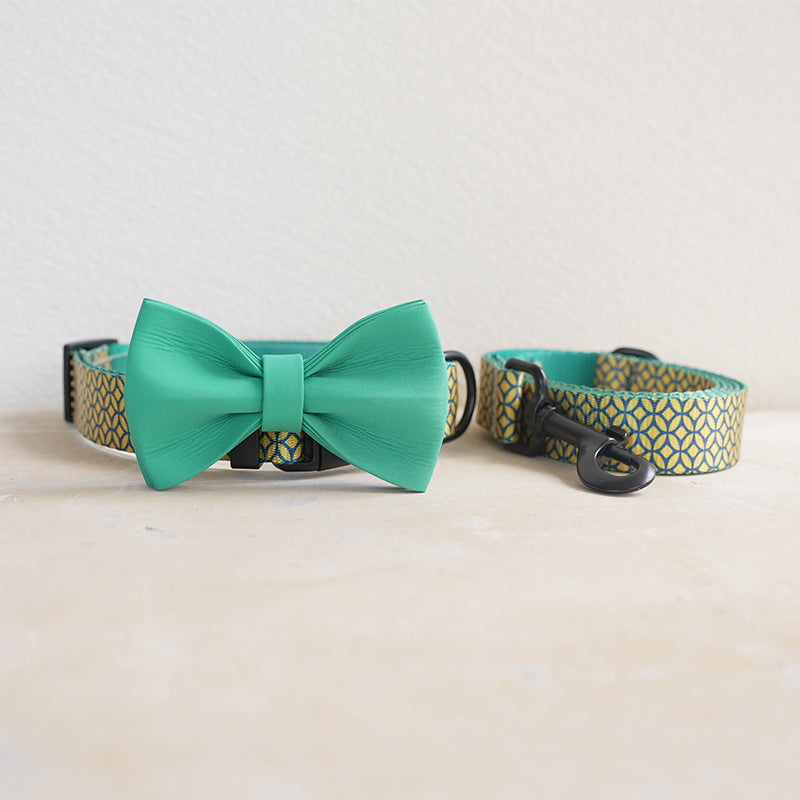 Plastic Buckle Cute Personalized Dog Collar, Custom Pet Collar Bow Tie, Leash