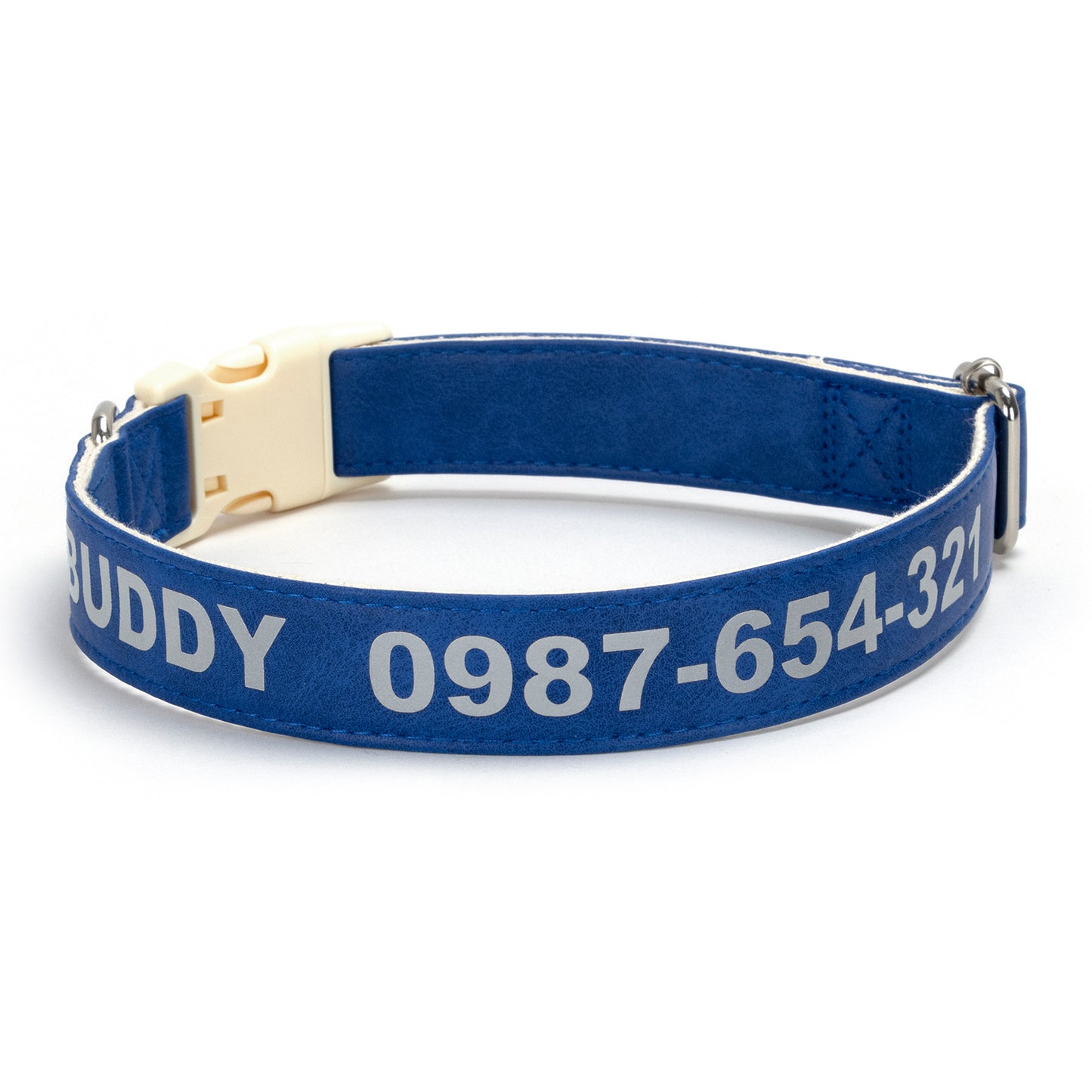 Customizable Reflective Leather-Textured Anti-Lost Personalized Dog Collar