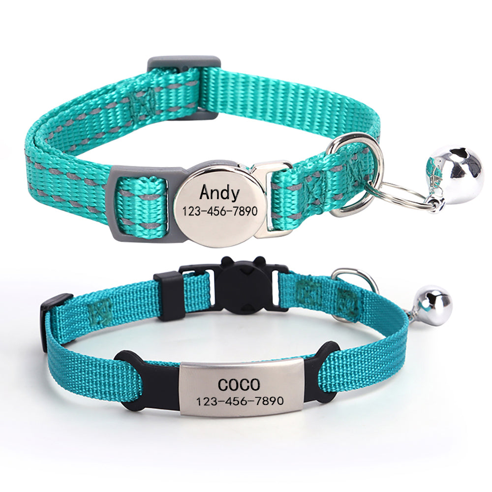 2 Pack Personalized Breakaway Cat Collar with Bell