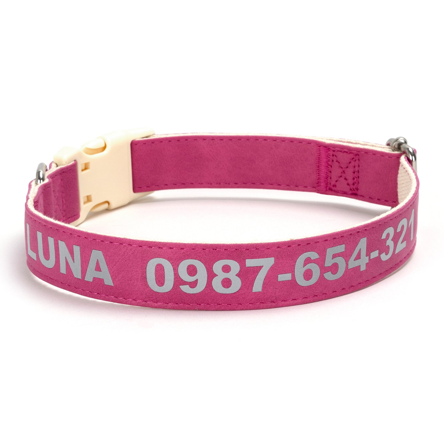 Customizable Reflective Leather-Textured Anti-Lost Personalized Dog Collar