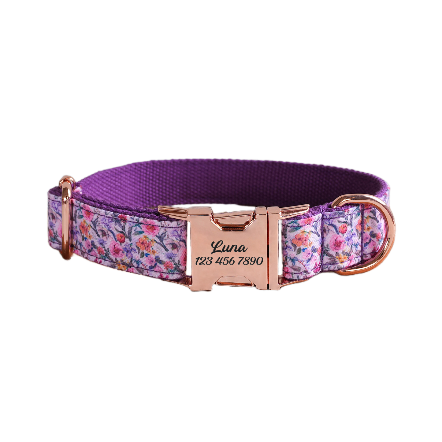 Purple Fower Personalized  Dog Collars,Custom Puppy Collar, Bowtie, Leash