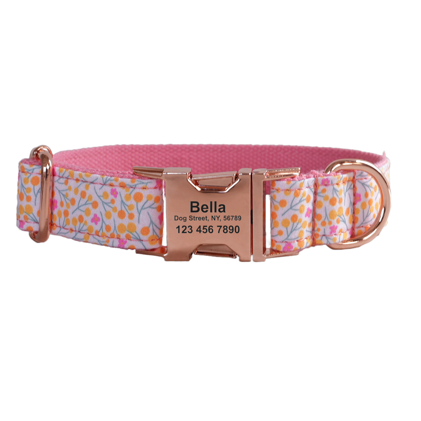 Pink Fower Custom Dog Collars, Personalized Puppy Collar, Bowtie, Leash
